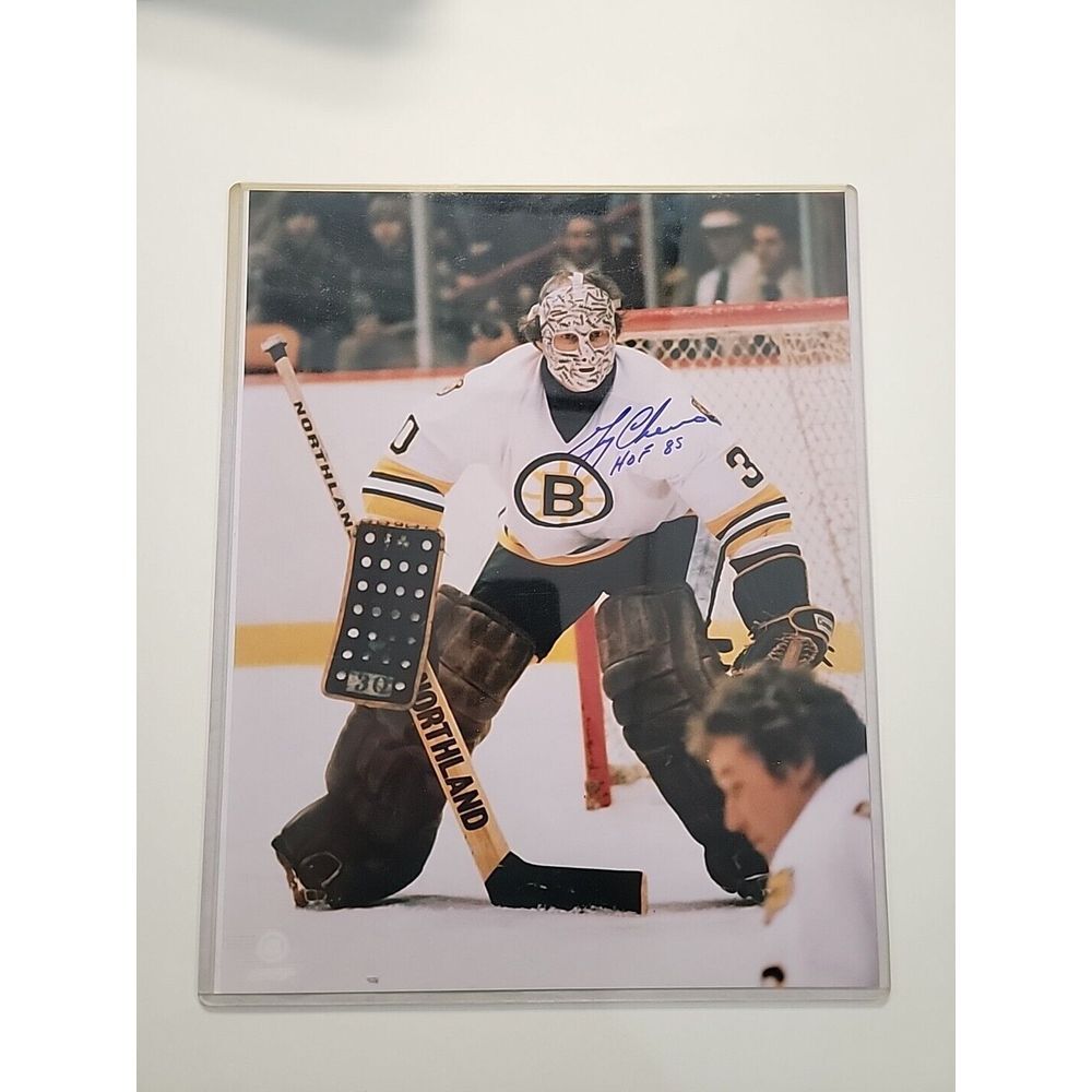 Gerry Cheevers Autographed 11x14 Photo In‎ Hard Top Loader